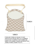 Car Trash Can, Durable Hanging Car Trash Garbage Bag, Cute Automotive Garbage Cans Organizer, Luxury Beige Checkerboard