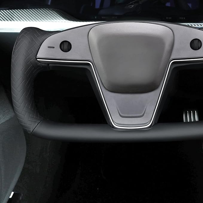 MEWANT Hand Stitched Tesla Model S Yoke Steering Wheel Cover Wrap for Tesla Model S 2021-2023 / Model X 2021-2023 Tesla Yoke Steering Wheel Accessories