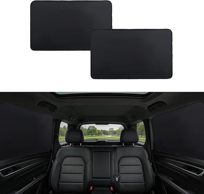 XCBYT Magnetic Car Window Shades for Rear Side Windows, 2 Pack Blackout Car Window Covers for Back Seat Comfort, Reduce Glare & Heat, Car Window Covers for Road Trips & Daily Driving
