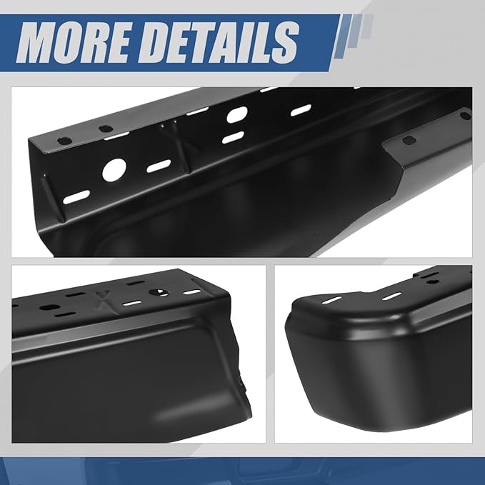 Auto Dynasty Rear Bumper End Caps Cover Compatible with 2015-2020 Ford F-150, Driver Left Side, Non Parking Sensor Holes, Primered/Painted Black