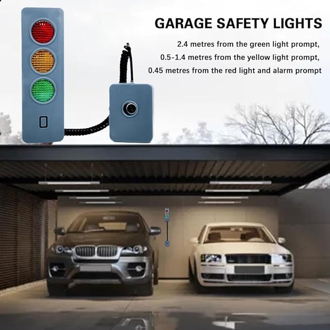Garage Parking Sensor Garage Parking Aid,Wall Mounted Three Colors Traffic LED Light Flashing, Alarm Signal, Garage Safe Light, Auto Parking System for Car Stop Indicator