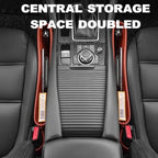 Tumecos Car Seat Pockets PU Leather Car Console Side Organizer Seat Catcher Holders Compatible with Phone Key Wallet Phone Sunglasses 2 Pack (Black+Red)