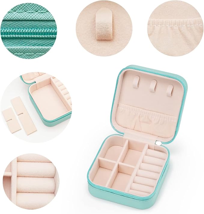 5pack/PU Leather Travel Jewelry Case, Mini Jewelry Box, Small Jewelry Organizer Portable Display Jewelry Storage Case for Rin