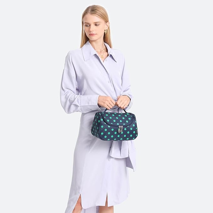 Yeiotsy Travel Cosmetic Bag for Women – Polka Dot Makeup Bag Organizer & Hanging Toiletry Bag