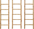 Bamboo Blanket Ladder for Living Room, Towel Clothes Quilt Plant Decorative Farmhouse Wall Leaning Display Ladder Shelf for B