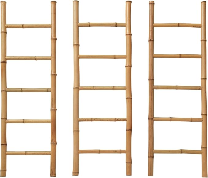 Bamboo Blanket Ladder for Living Room, Towel Clothes Quilt Plant Decorative Farmhouse Wall Leaning Display Ladder Shelf for B