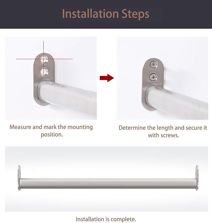 Wardrobe Rail Closet Rods for Hanging Clothes Adjustable Length, Closet Extender Hanging Tube Heavy Duty, for Shower Curtain 
