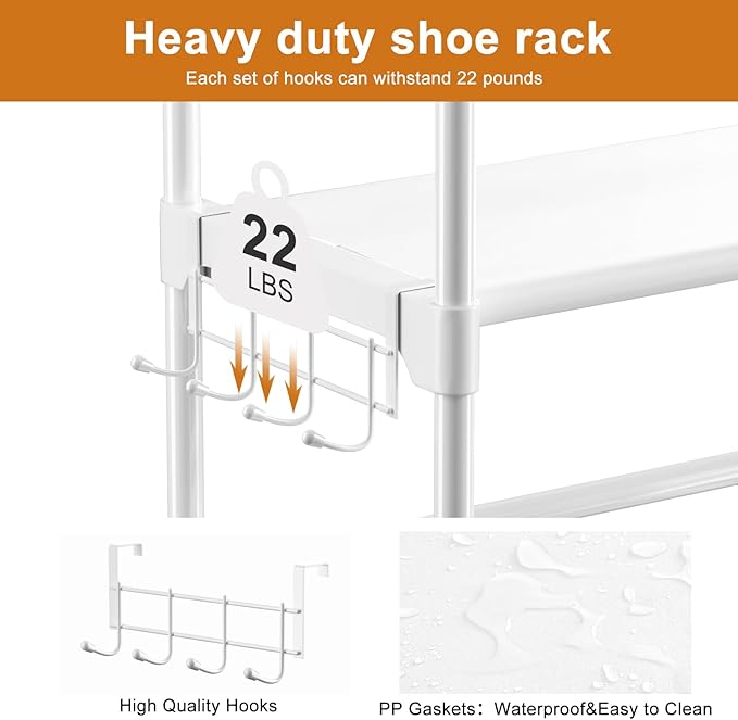 WOWLIVE 9 Tiers White Shoe Rack for Closet Shoe Rack Storage Organizer for Entryway 30-35 Pairs Stackable Shoe Shelf for Fron