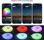 Dynamic Flowing Car Trunk Light Strip, RGB Custom Neon Atmosphere Light, Car Interior Decorative Strip Ambient Lighting with APP Control