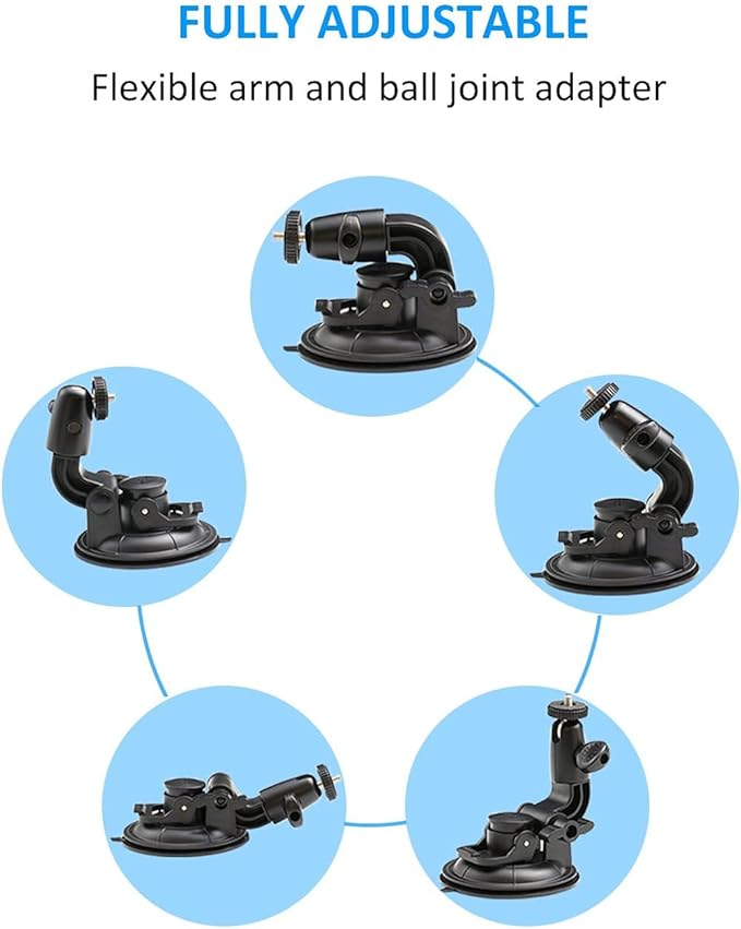 EXSHOW Car Camera Mount Holder for GoPro, Suction Cup Car Windshield Dashboard Dash Mount, Heavy Duty Action Camera Stand for GoPro Vlogging SJCAM