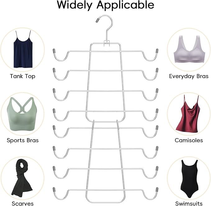 TomCare 2 Pack Tank Top Hanger and 2 Pack Leggings Organizers Space Saving Sport Bras Organizer Metal Yoga Pants Hangers with
