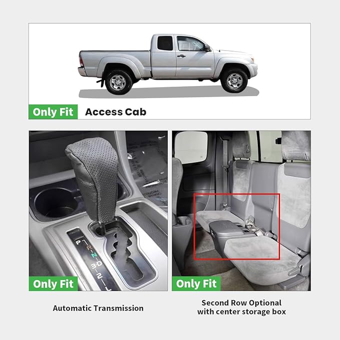 LASFIT Floor Mats for Toyota Tacoma 2008-2011 Access Cab Auto Tran, All Weather Custom Fit Floor Liner for Tacoma Second Row Optional with Center Storage Box,TPE Mats Front&Rear 2 Row, Black