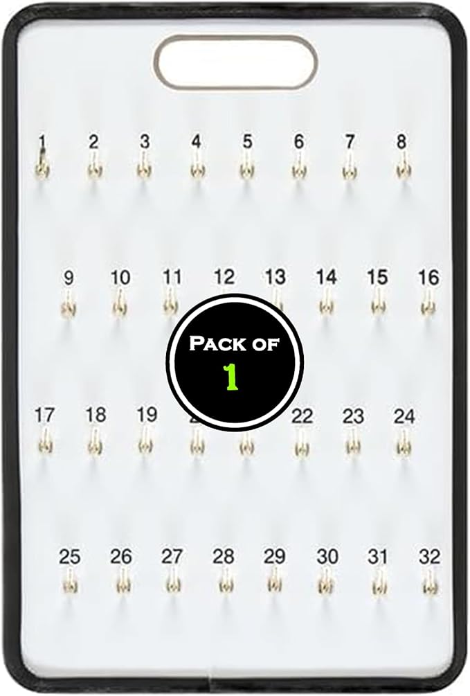 MICRO TEC Masonite Key Holder Wall Mount with 32 Spring-Lock Hooks 13-1/2" × 20" – Wall Mounted Key Organizer Board with Meta