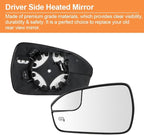 Senzeal Driver Side Heated Mirror Glass Replacement with Blind Spot mirror for Ford Fusion 2013 2014 2015 2016 2017 2018 2019 2020 DS7Z17K707F (Left Side)