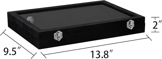 Frebeauty Velvet Jewelry Tray,35 Grid Jewelry Organizer with Clear Lid,Earring Holder Organizer Case with Clasp,Drawer Insert