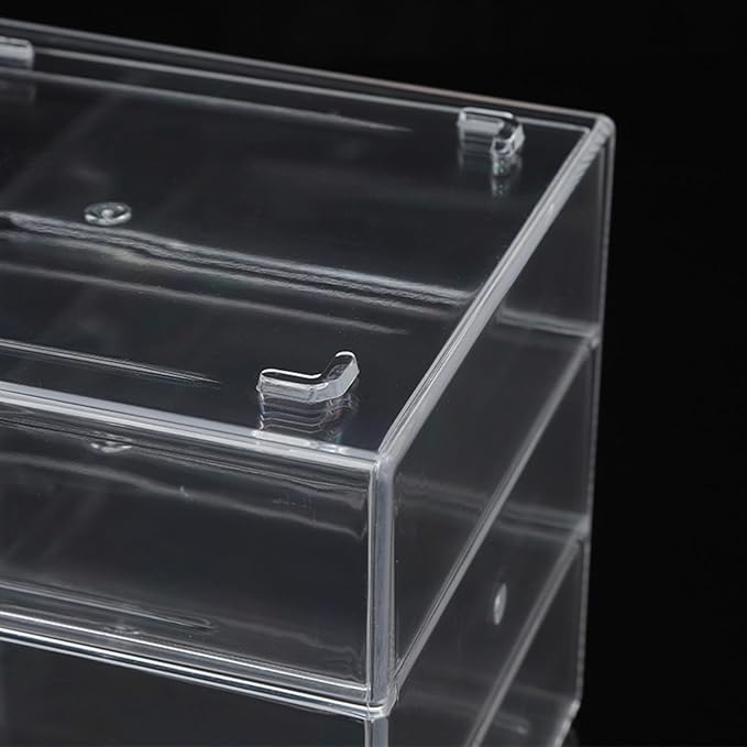 AJIODA Makeup Drawer Organizer Box with 3 Drawers, Acrylic Cosmetic Display Case Vanity Organizer Jewelry Storage Box Stackab