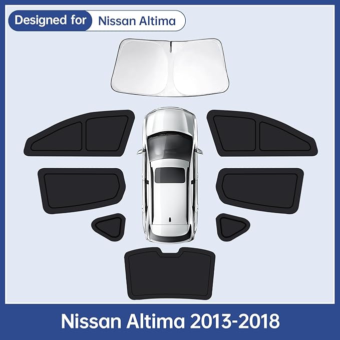 Car Window Shades for Nissan Altima 2013-2018, Full Car Window Covers for Privacy, Sunshades for Altima Front Rear Windshield Side Windows to Block UV and Protect Privacy(8pcs)