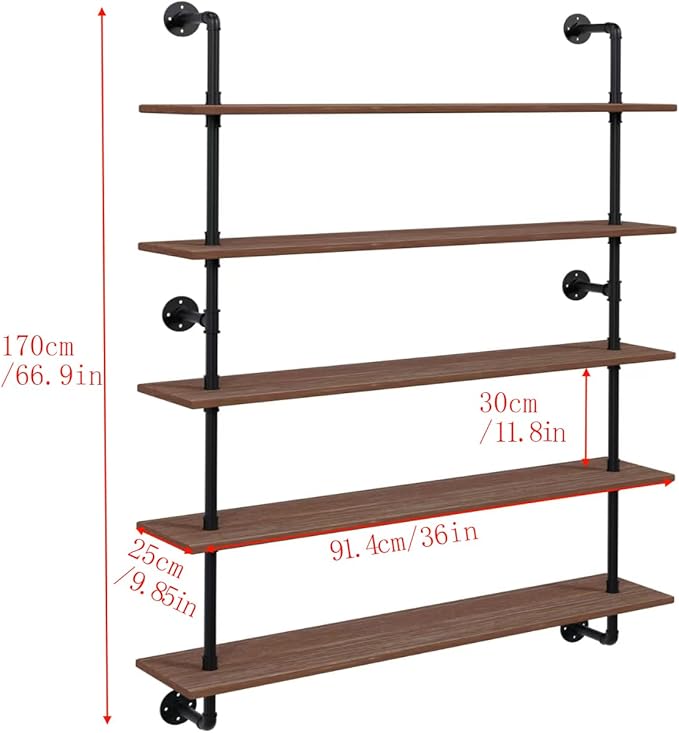 Floating Shelves for Wall Living Room Shelves Bookshelf Industrial Pipe Shelving Shelf Real Wood Planks 36 inch Rustic Wall S