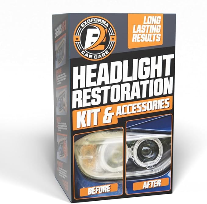 ExoForma Headlight Restoration Kit for Cars, Trucks & SUVs | Removes Oxidation, Yellowing & Haze, Restores Clear Plastic Head