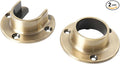 1 Pair Heavy Duty Antique Brass Zinc Closet Pole Sockets Rod End Support Flange Rod Holder Set Wall Mount Pipe Bracket with S