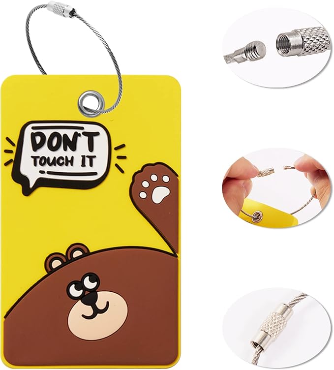 Funny Animal Luggage Tags Suitcases -Silicone Travel Bag Tags with Privacy Cover&Steel Loops - Unique Cute ID Labels for Wome