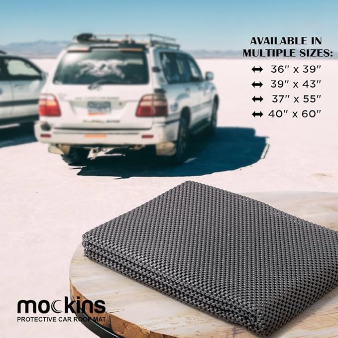 Mockins 51" x 39" Anti Slip Mat for Car Rooftop Bag | Durable Soft Roof Rack Pads | Customizable Cargo Mats for Back of SUV Truck & Van | Scratch-Resistant Car Roof Mat to Keep Cargo from Slipping