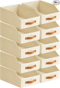 Homsorout Fabric Storage Bins for Organizing - 10 Pack Large Trapezoid Collapsible Storage Bins with Front Handle, Closet Org