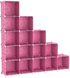 UNKU Cube Storage Organizer, 16 Cube Closet Organizer Storage Shelves, DIY Stackable Bookcase, Clothes Organizer Shelf for Cl