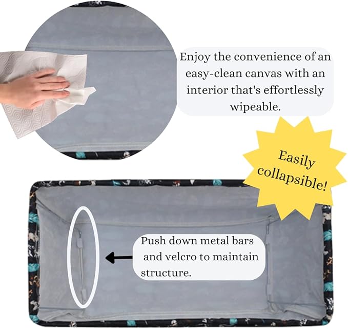 NGIL Extra Large Utility Tote Reusable Grocery Bag Oversized Collapsible for Groceries, Storage, Picnic, Beach (Wild Feather-Black)