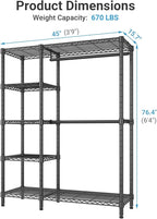 VIPEK V7C Garment Racks with Cover Portable Closets for Hanging Clothes, Heavy Duty Clothes Rack with Shelves Metal Closet Wa