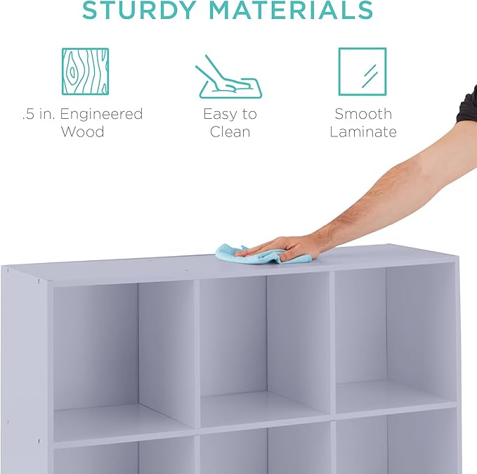 Best Choice Products Kids Bookcase 9-Cube Storage Organizer, 11in Shelf Opening, Bookshelf, Toy Storage, Customizable w/ 3 Re