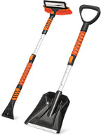 41.5" Extendable Ice Scraper and Brush for Car Windshield, 4 in 1 Snow Shovel Snow Brush Scraper Kit with Foam Grip and 180° Pivoting Brush Head, for Cars, Trucks, SUVs, Vehicle