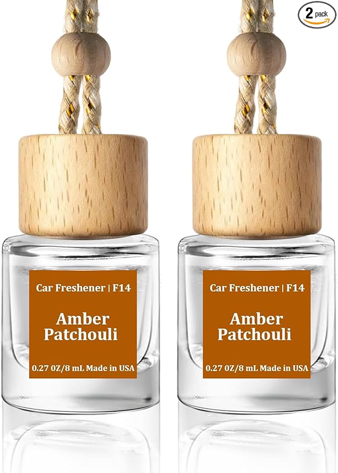 C Classy Car Air Freshener Hanging 2 Pack, Amber Patchouli Essential Oil Diffuser for Cars, Cute Car Accessories, Long-Lastin