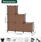 Cube Storage Organizer, 6-Cube Shelves Unit with Doors, DIY Stackable Plastic Clothes Organizer for Bedroom and Under Stairs 