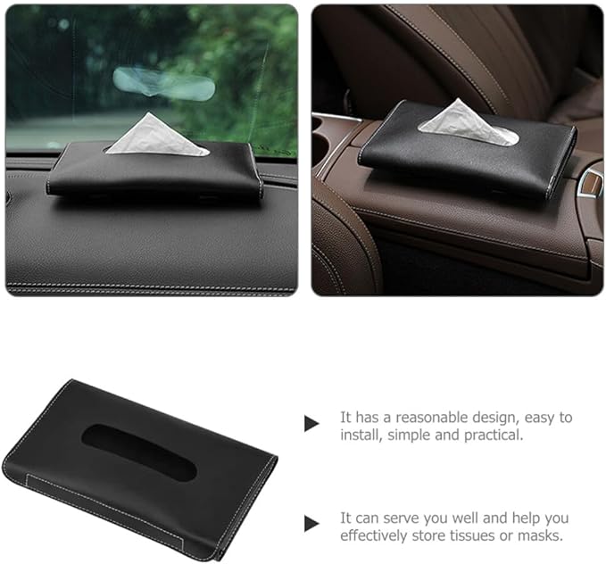 Cabilock Car Visor Tissue Holder Pu Napkin Case for Easy Access Stylish Sun Visor Organizer Quick Installation and Dirt-Resistant Design for Vehicle Accessories