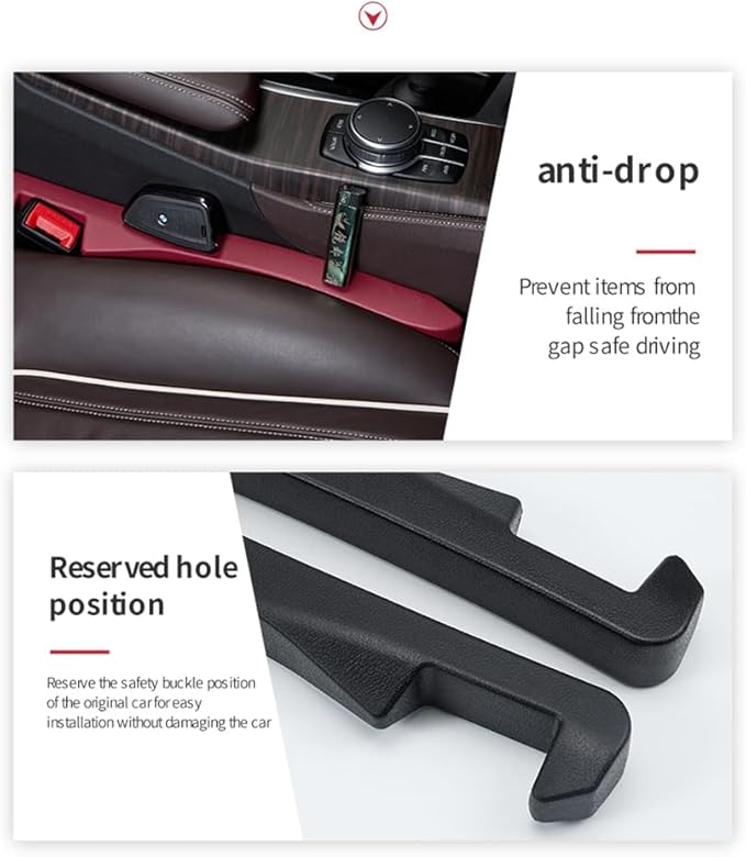 2PCS Car Seat Gap Filler - Car Seat Gap Filler Organizer for Holding Phone,Key,Purse - Universal Car Gap Filler Fits CCar Truck SUV Car Interior Accessories (Burgundy/2PCS)…