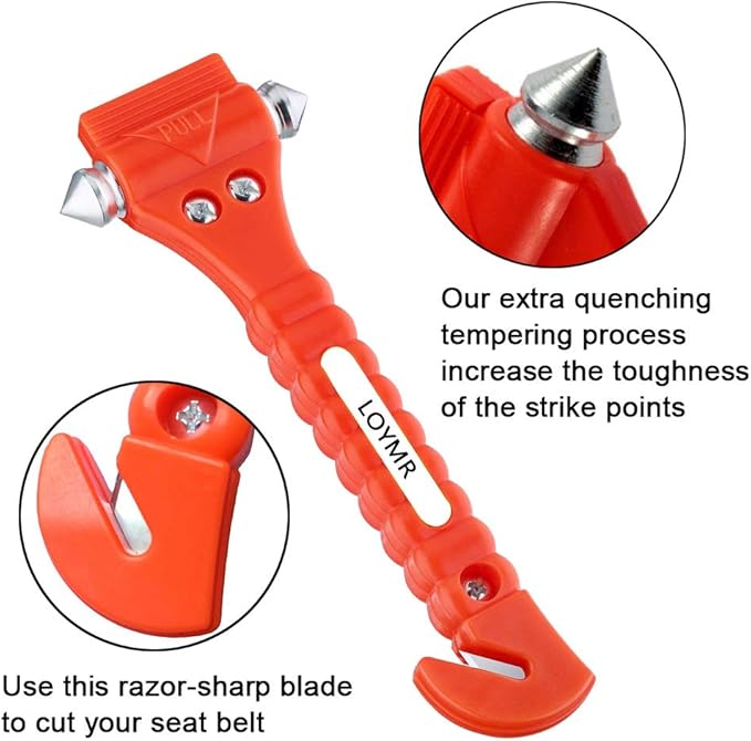 4 PCS Car Safety Hammer,with Car Window Glass Hammer Breaker and Safety Seat Belt Cutter 2-in-1 Emergency Escape Tool, Surviv