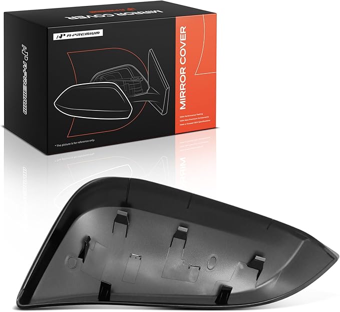 A-Premium Passenger Side Rearview Mirror Cover Cap - Compatible with Toyota Highlander 2014-2019 - Smooth Black, with Turn Signal Hole