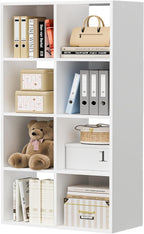 COMHOMA 8 Wood Cube Storage Organizer with Open Back and Removable Back Panels, 11In White Cube Storage Bookshelf, Cubicle Sh