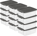 Sterilite 12-Pack ShelfTote, Clear Plastic Storage Bins with Lids, 25 Quart, Gray - Stackable Organizing Container Boxes for 