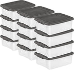 Sterilite 12-Pack ShelfTote, Clear Plastic Storage Bins with Lids, 25 Quart, Gray - Stackable Organizing Container Boxes for 
