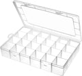 Gbivbe Large 24 Grids Plastic Organizer Box Adjustable Dividers,Clear Storage Box for Jewelry, Art DIY Crafts, Washi Tapes, B