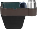 HARFINGTON Car Seat Gap Filler Organizer 10.6 x 7.1 x 2.8 Inch ABS+Leather Universal Car Organizer Storage Box Between Seat and Console (Right) with Cup Holders for Phone Keys, Brown