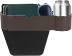 HARFINGTON Car Seat Gap Filler Organizer 10.6 x 7.1 x 2.8 Inch ABS+Leather Universal Car Organizer Storage Box Between Seat and Console (Right) with Cup Holders for Phone Keys, Brown