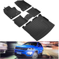 KIWI MASTER Floor Mats & Cargo Liner for 2017-2025 Jeep Compass OEM Replacement ‎82214651 ‎82214666 Front & 2nd Row Seat Trunk All Weather Mat Slush Liner, Black
