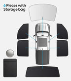 Wigoo 2026 Upgrade 6PCS Full Set Window Sunshade for Dodge Ram 1500 2019-2026 [7-Layer Cooler & Blacker, Ice-Crystal Tech] with Windshield for Sun Block, Baby, Camping, Privacy Napping, Relax