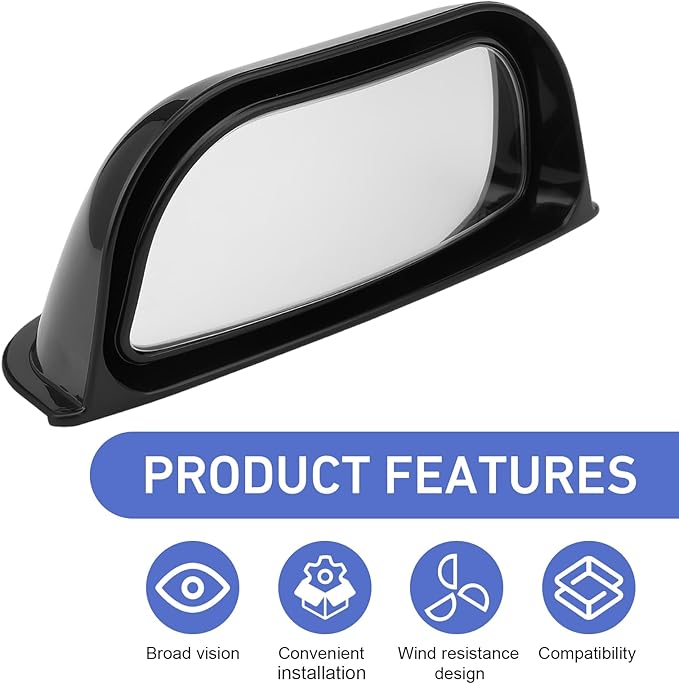 2 PCS Back Passenger Blind Spot Mirrors, 1.8" x 5" Adjustable Wide Angle B-Pillar Blind Spot Mirror, Car Side View Mirror for Get-Off Safety, Universal Accessories for Most Cars (Black)