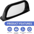 2 PCS Back Passenger Blind Spot Mirrors, 1.8" x 5" Adjustable Wide Angle B-Pillar Blind Spot Mirror, Car Side View Mirror for Get-Off Safety, Universal Accessories for Most Cars (Black)