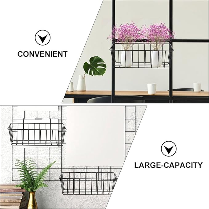 Alipis Wire Basket Organizer Kitchen Storage Shelves Sturdy Wall Hanging Rack 1pc