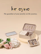Velvet Travel Jewelry Box with Large Mirror, Double-Layer Jewelry Organizer Case for Women and Girls, Portable Storage Case w